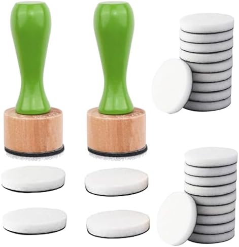 26 Pcs/Sets Ink Blending Tool Sets, Include 2 Pcs Round Ink Mini Applicator Tools and 24 Pcs Replacement Refill Foam Pads for Drawing Distressing Blending Scrapbooking & Stamping Supplies (Green)