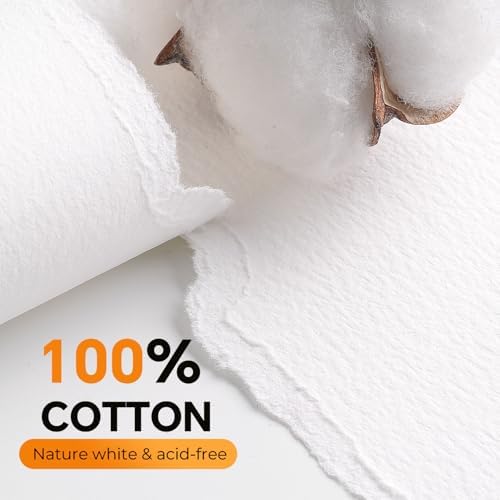 Fuumuui 11×15 Watercolor Paper Block, Textured Rough 100% Cotton Watercolor Paper, 140lb/300gsm, 20 Sheets, Acid-Free, Art Paper for Painting & Drawing, Wet, Mixed Media, Rough Grain