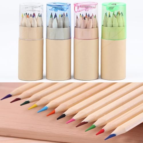 4Pack Mini Drawing Colored Pencils for Kids with Sharpener, Portable Color Pencils in Tube Drawing Pencil Bulk for Children Adults Artists Writing Sketching Painting Classroom School Supplies.