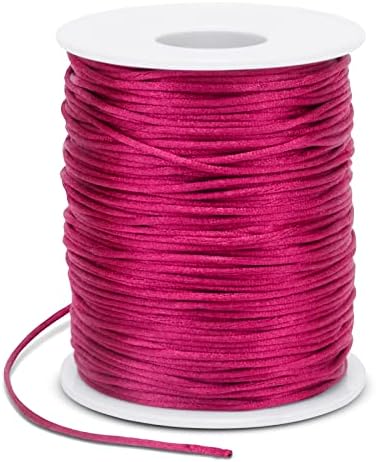 1.5mm Nylon Cord 328 Feet Satin Cord Nylon String for Bracelets, Bracelet Thread Bead String for Jewelry Making, Necklace, Chinese Knotting, Beading, DIY Crafts (Bright Rose)