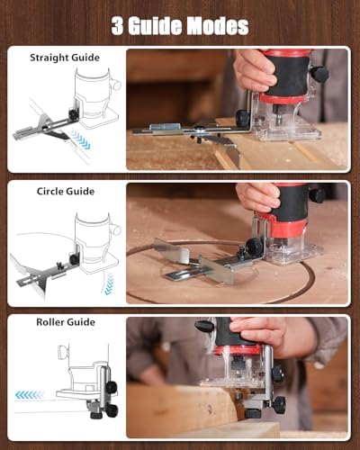 AVID POWER Compact Wood Router Tool for Woodworking 630W 5.3 Amp, Trim Bits