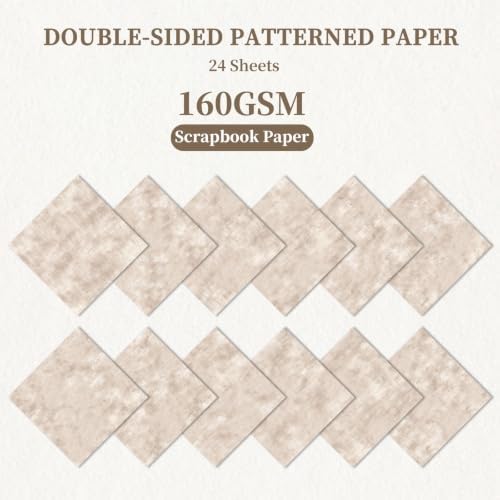 24 Sheets Beige Scrapbook Paper 12x12 Inch 160gsm