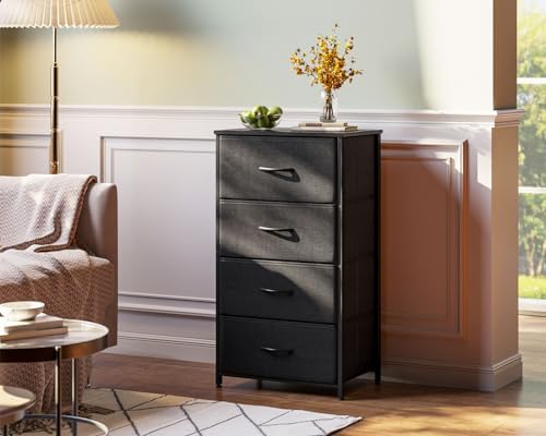 AODK Small Dresser for Bedroom with 4 Storage Drawers, Black