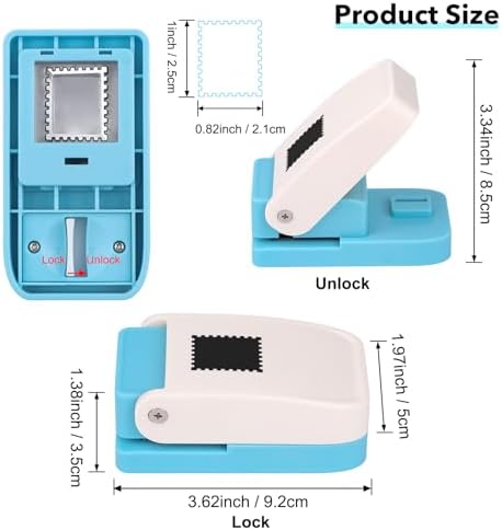 2Pcs Stamp Punches, 1x0.8 inch Rectangular Postage Stamp Shapes Puncher & 1" Square Craft Hole Punch, Lever Action Craft Punch for Paper Crafting Scrapbooking Stamping-Out Cutter Crafts Supplies Tools