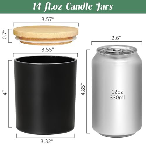 SUPMIND 12Pcs Candle Making Jars, 14 fl.oz Black Empty Glass Jars in Bulk