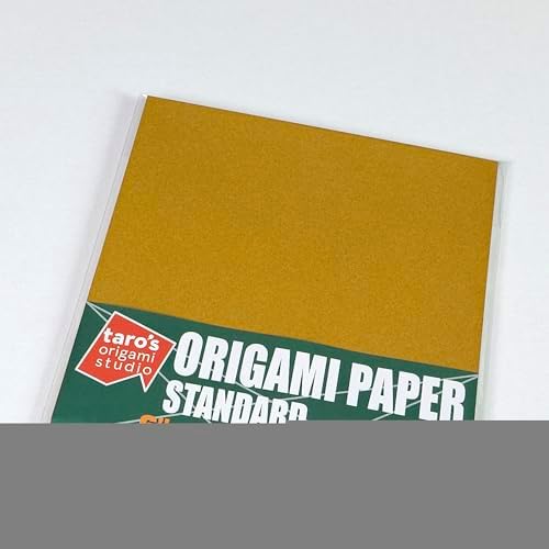 [Taro's Origami Studio] Standard 6 Inch One Sided Single Color (Ocher) 50 Sheets (All Same Color) Square Easy Fold Premium Japanese Paper for Beginner (Made in Japan)