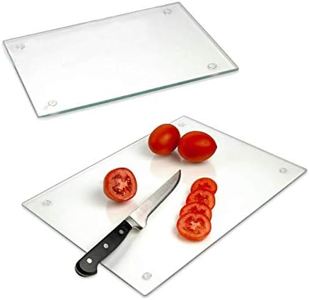 Tempered Glass Cutting Board - Long Lasting Clear Glass - Scratch Resistant, Heat Resistant, Shatter Resistant, Dishwasher Safe. (2 Large 12x16")