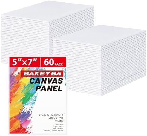 Small Painting Canvas Boards 60 Pack 5x7 Inch Kids Canvas Panels Blank White 100% Cotton for Acrylics Oil Watercolor Tempera Paints Art Class Supplies