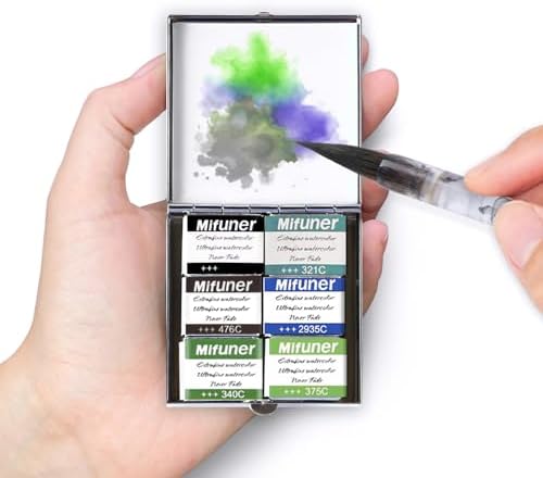 Mini Portable Handmade Artist Watercolor Paint,6 Colors Solid Watercolor