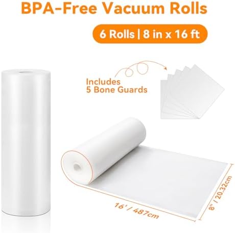 Wevac Vacuum Sealer Bags for Food 8x16 6 Rolls, Fit Food Saver Machines