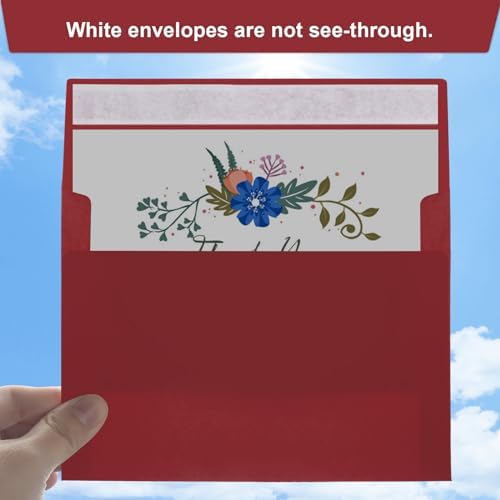 50 Packs Wine Red 5x7 Envelopes 5x7, Deep Red Color A7 Envelopes, Burgundy Invitations, Photos, Greeting Cards, Mailing