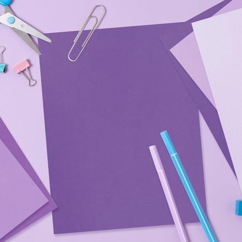 Whaline 50 Sheet 8.5 x 11 Inch Purple Card Stock Paper 5 Solid Lavender Colors Cardstock Assorted Core Scrapbook Craft Paper for Print DIY Art Making School Office Spring Supplies, 65lb