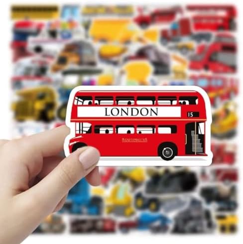 DothRayan Car Stickers for Water Bottles, 100 Pcs Transportation Vehicle Truck Stickers for Kids Boys, Vinyl Waterproof Truck Sticker for Teaching Aids for School and Home, Rewards and Gifts