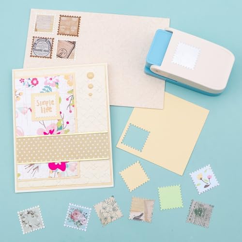 CYFUN DESIGN 5Pcs Stamp Punch, 1inch/1.5inch/1x0.8inch/1.5x1.25inch Stamps Shaped Paper Puncher, Stamps Cutter Hole Punch, Stamp Cutter, Paper Punches for Carfting Journing Card Making Scrapbook
