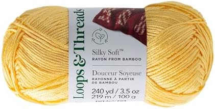 Loops & Threads Silky Soft Yarn - Yarn for Knitting, Crochet, Weaving, and Arts & Crafts - Yellow, Bamboo, 3.5 oz