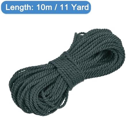 MECCANIXITY Twisted Cord Trim, 11 Yard 1.5mm 3-Ply Twine Braided Rope Shiny Thread String for Craft Gift Bag Curtain Christmas Decor, Dark Green - 10m