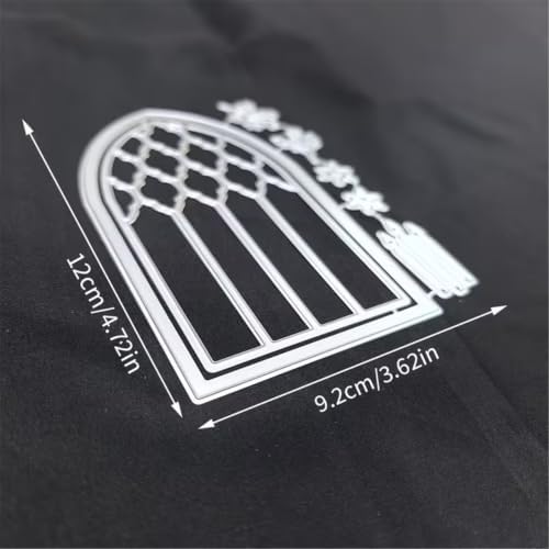 Scrapbooking Die-Cuts, Layer Frame Net Set Metal Cutting Dies for Card Making, Paper Craft Template, Background Embossing Stencils, DIY Album Décor (Arched Window Grille-12x9.2cm)