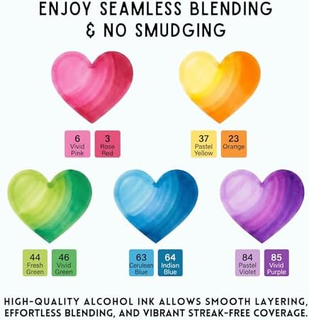 Alcohol Markers Set 48 Colors, Dual Tip Art Markers, Alcohol Based Markers for Adult Coloring Books, Artist Supplies, Chisel & Fine Tip with Black holder, Color Checking Card