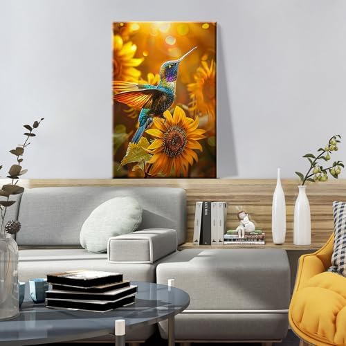 ATDMS Bird Paint by Numbers Kit for Adults with Frame Landscape Paint by Number with Easel DIY Flower Adult Paint by Number Kits Sunflower Paint by Numbers Kit on Canvas for Home Wall Decor 8x12 Inch
