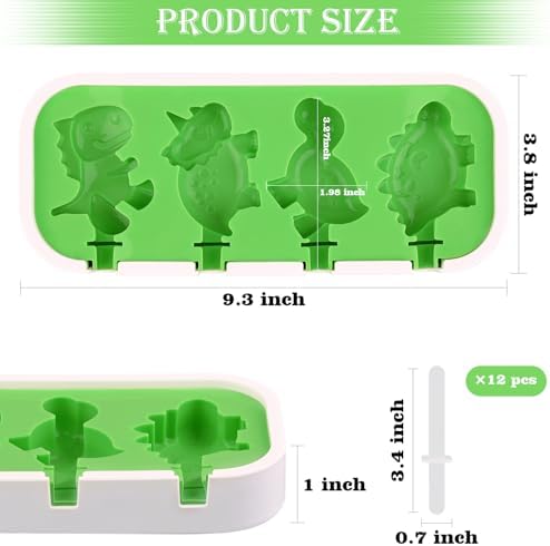 2 Pack Silicone Popsicle Molds, Cars, Ships, Train, Rocket and Dino Shapes