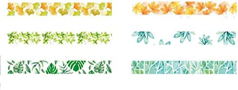 YUBBAEX Lush Plants Washi Tape Set 6 Rolls Floral Masking Decorative Tapes 15mm Wide (Feeling of Leaves)
