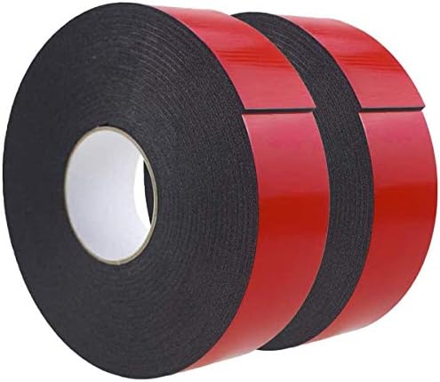 Double Sided Foam Tape 2.36In x 33FT 2 Pack, Mounting Tape Heavy Duty, Strong Adhesive Weatherproof Seal Strips for DIY Craft Picture Poster, Car & Gap Filling Mountings, Home Office Decor (Black)