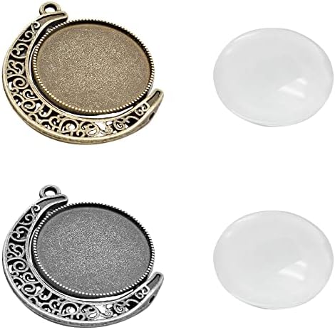 Moon Rotation Double Side Pendant Trays, 30Pcs 10Sets