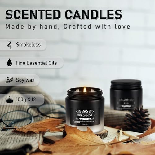Scented Candles Set - 24 Pack Black&White Men Candles for Home Scented, 3.5 oz, Aromatherapy Soy Candle Gifts Set for Men, Birthday, Valentine, Anniversary, June Holiday Present for Him, Dad, Husband