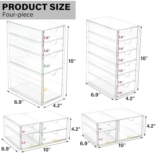Prsildan 17 Drawers Teacher Toolbox Office Supply Organizer, Set of 4