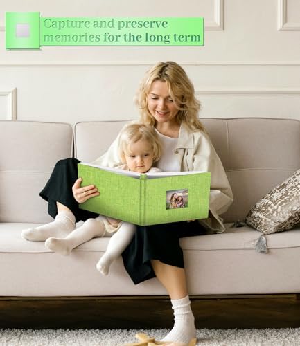Artfeel Photo Album Self Adhesive Scrapbook Album for 3x5 4x6 5x7 8x10 Pictures,40 Pages Linen Cover with Display Window DIY Photo Book,Ideal Gifts for Family Travel Wedding Baby