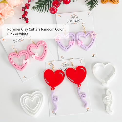 Xaekicr Heart Balloon Polymer Clay Cutters Set – 3Pcs Clay Earring Cutters for DIY Jewelry, Love Shape Clay Tools and Polymer Clay Molds