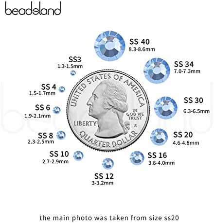 Beadsland Hotfix Rhinestones Bulk, Light Sapphire, SS6, 14400pcs