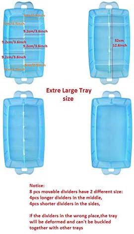 Kamay's Extra Large 3 Tier Stackable Adjustable Compartment Slot Bead Craft Jewellery Tool Storage Organiser Snap-lock Tray Container, with 30 Compartments, Container Box, Blue