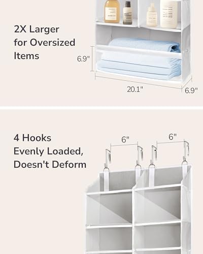 ULG Over the Door Organizer, 5-Tier Extra Large Hanging Storage with 10 Mesh Pockets, 100 lbs Capacity, Heavy Duty Door Organizer for Closet, Bedroom, Nursery Light Grey