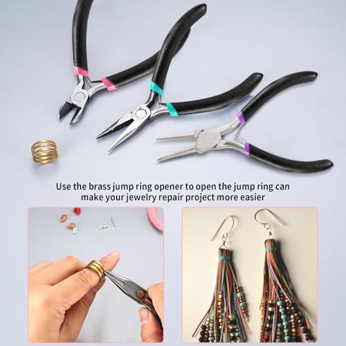3Pcs Jewelry Making Tools Pliers Kit,Needle Nose/Round Nose Pliers/Diagonal