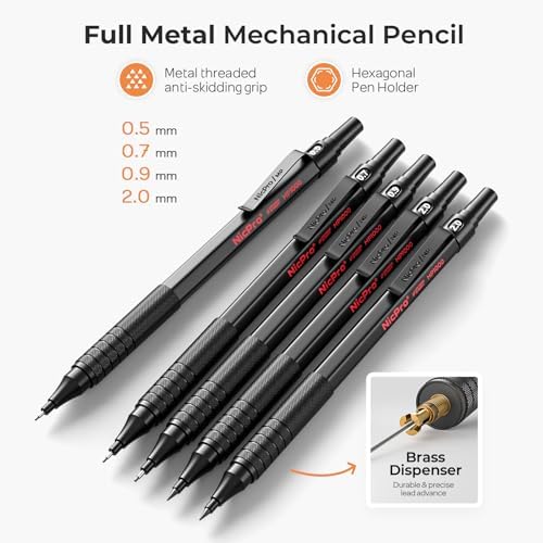 Nicpro 22PCS Art Mechanical Pencil Set， Metal Drawing Sketching With Eraser