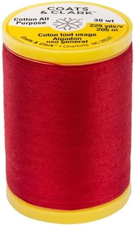Coats & Clark Cotton All Purpose Sewing Thread 100% Mercerized Cotton 225 Yards Each Spool S970 2 Pack Bundle with 3 Bella's Crafts Needle Threaders (Red)