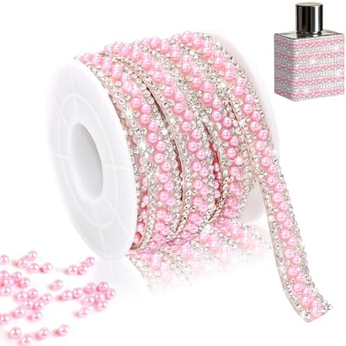 Pink Pearl Rhinestone Roll Self Adhesive 3 Yards Diamond Tape
