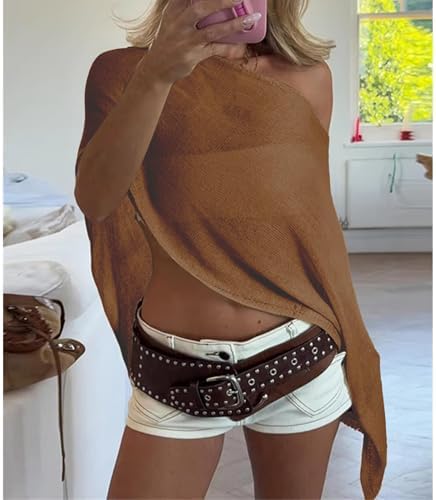 Women Knit Poncho Top Sheer Crochet Shawl Cover Up