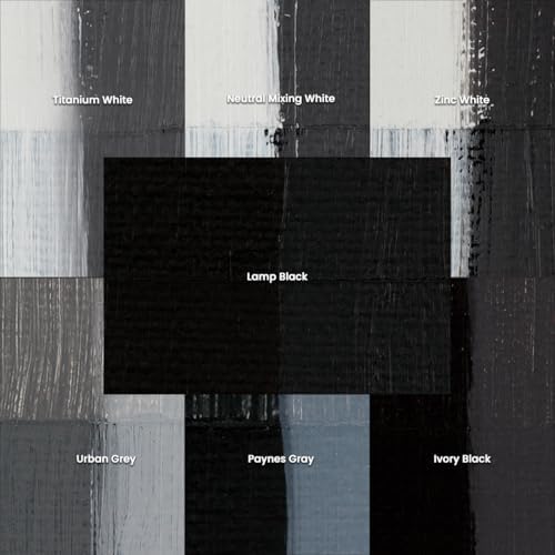 Soho Urban Artist Oil Paint Greys Set of 7-50 mL Tubes, Triple-Milled Oils with Refined Linseed - Smooth Application, True Color Mixes, Ideal for Brushes & Palette Knives