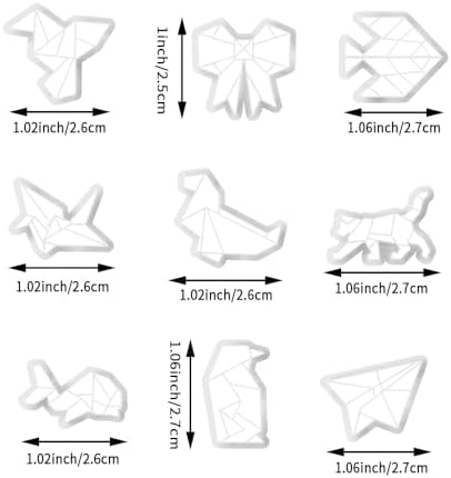 9 Pcs Origami Shape Polymer Clay Cutters - Geometric Animal & Bow Cookie Cutter Set for Jewelry Making, Earring Molds, Fondant Cake Decorating & DIY Crafts