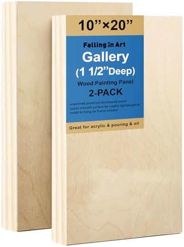 Falling in Art 2 Pack 10x20'' Unfinished Gallery Birch Wood Canvas Panels