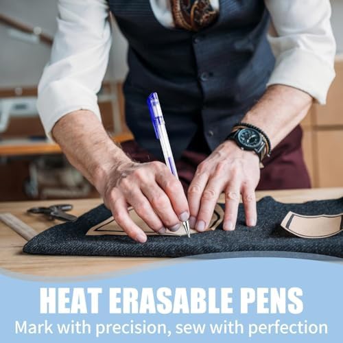 4 Pcs Heat Erasable Pens for Fabric with 32 Refills for Sewing, Embroidery