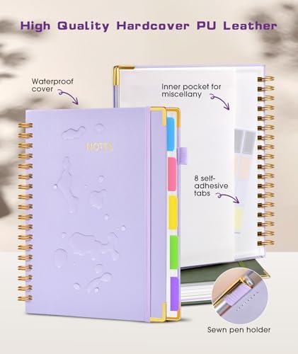 Hardcover Spiral Notebook journal with Removable Dividers Tabs, 300 Pages Leather 5 Subject Notebook College Ruled, 8"x10" Large B6 Notebooks for Work School Note taking, Lined Journal for Women,Navy