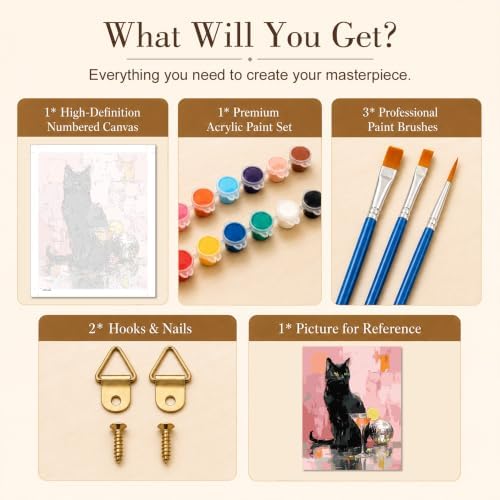 TELMOXA Cat Paint by Numbers Kit for Adults, 16x16 in