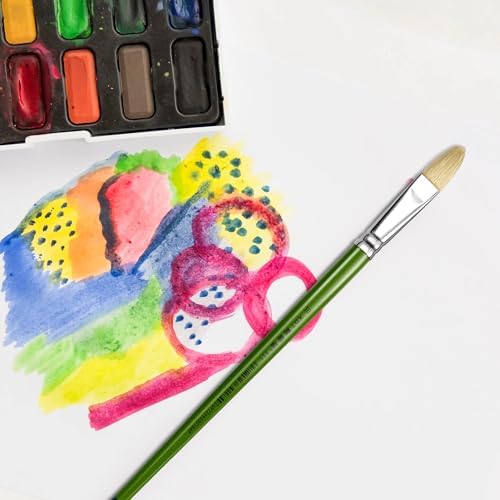 XDT#515 Filbert Artist Paint Brush 6 Piece Set Medium Stiff Hog Bristle Extra Long Handle #2#4#6#8#10#12, Acrylic Oil Watercolor