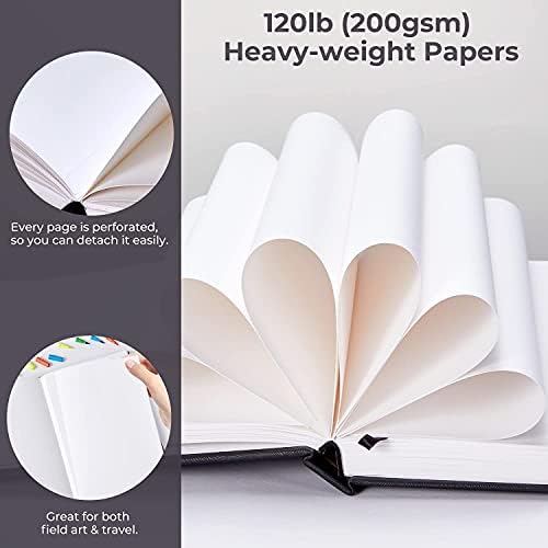 Ohuhu 10"x7" Mix Media Pad Art Sketchbook 78 Sheets for Painting Drawing | Large Sketch Book - 120 LB/200 GSM Heavyweight Paper - Hardcover Mixed Media Sketch Pad for Watercolor Acrylic Christmas Gift