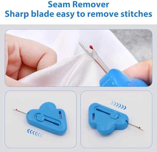 3Pcs Magnetic Seam Guide for Sewing Machine with Seam Rippers, Multifunctional Hemmer Guide with Scale, Stitch Remover Tool, Universal Sewing Accessories and Supplie