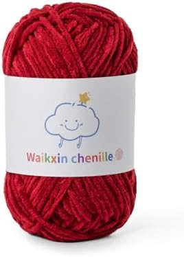 Skinny Chenille Yarn for Crocheting, 1.75 oz/ 109 yds Amigurumi Yarn&Baby Yarn for Crocheting Soft, Fluffy Fingering Weight Velvet Yarn for DIY Crafts&Baby Blankets.(Burgundy)