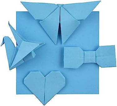 100 Origami Double Sided Color Medium Blue 3x3 Inches Square Easy Fold Paper for Folding, Cranes, Scrapbook (S17 Medium Blue)